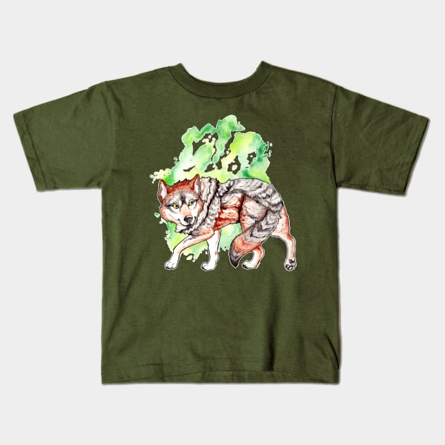 Mexican Wolf Stalk Kids T-Shirt by TaksArt